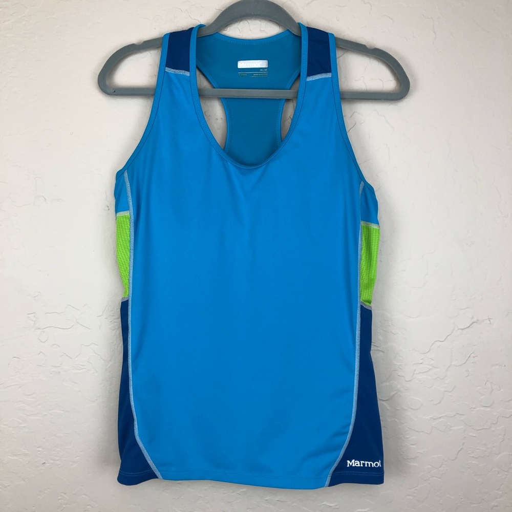 Marmot Interval Tank Top | Blue Green Built in Bra